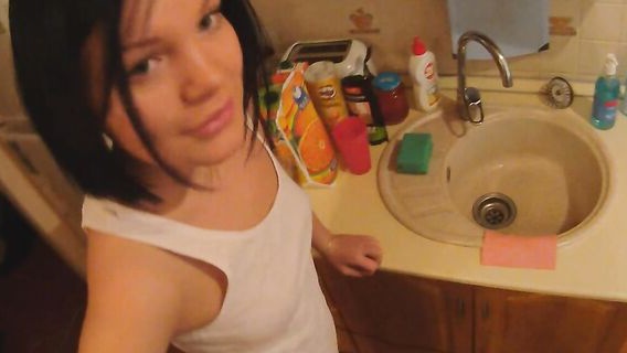 Russian guy visiting short-haired brunette Olya 
