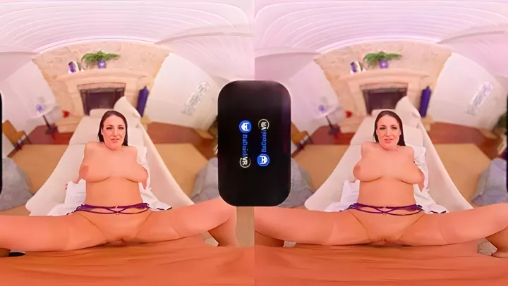 Husband and wife filming fuck for VR helmet in bedroom 