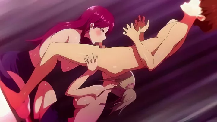 Hentai gamer girl and her girlfriends came to suck a nerd student and fuck 