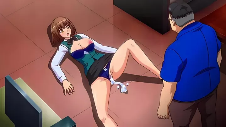 ⁣Young cutie moaning from the fat man's hentai perversions 
