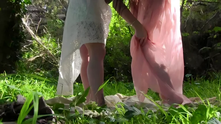 Lesbian Girls Bella Rossi And Missy Minks Have Fun Outside 
