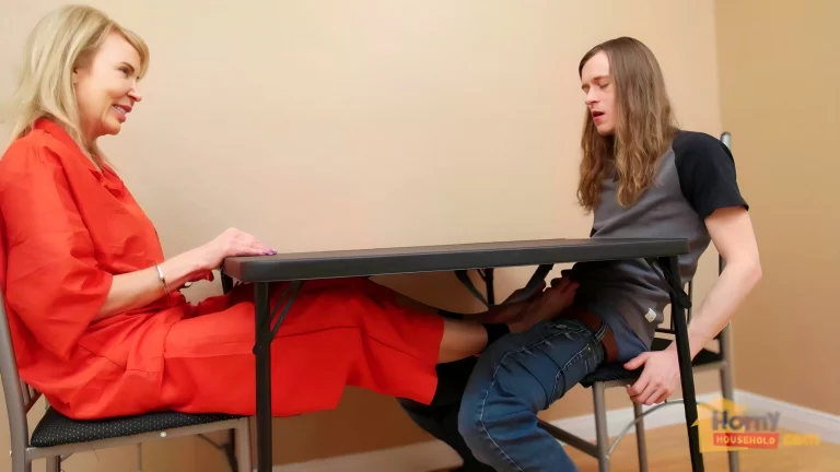 Conjugal FootJob With MILF Prisoner 